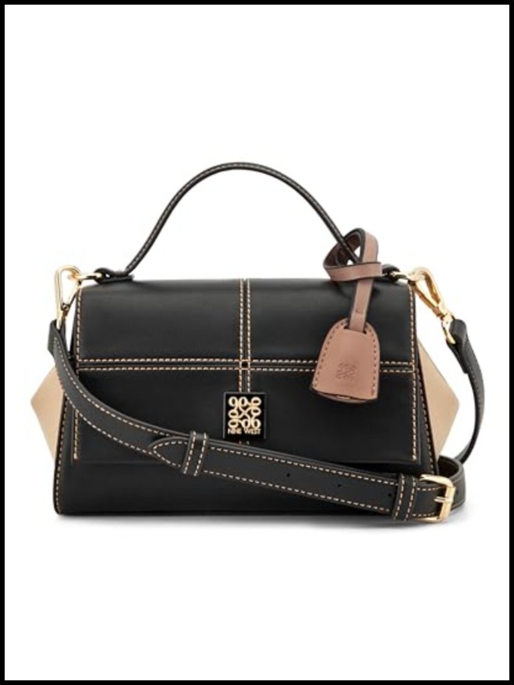 Convertible Crossbody Flap Bag with Cotton Blend Lining